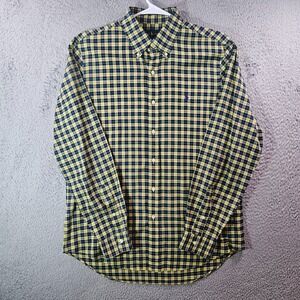 Ralph Lauren Shirt‎ Men Medium Button Up Long Sleeve Yellow Blue Black Plaid
